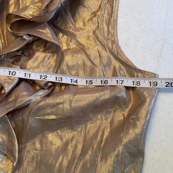 Lauren Ralph Lauren Silk & Metallic Gold Ruffled Blouse - Picture 6 of 8